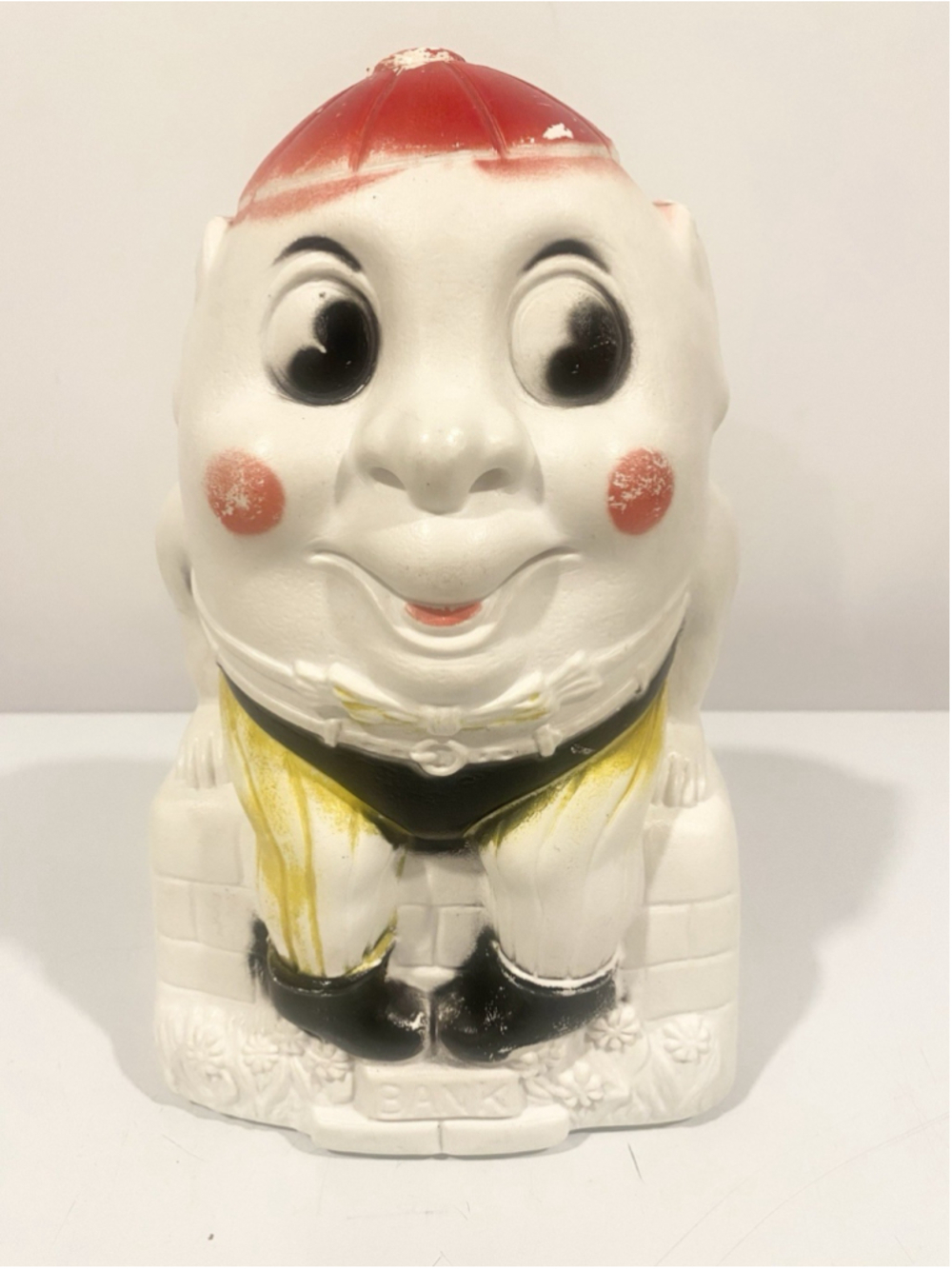 Vintage 1950s Reliable Toy Co Humpty Dumpty 11” Vinyl Coin Bank Canada